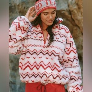 Beach Riot Leona Slopes Sherpa Quarter Zip Pullover Size Medium NWT